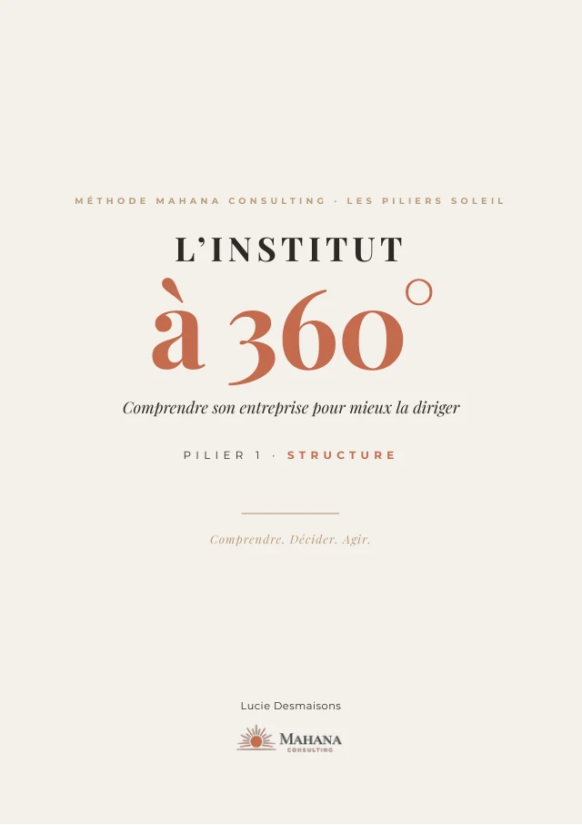 Couverture du livre L’Institut à 360° - Comprendre son entreprise pour mieux la diriger - Structure, pilier 1 · Méthode Mahana Consulting · les piliers SOLEIL